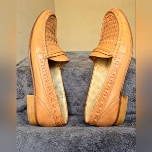 Freeman Men's Size 10 Slip-On Brown Leather Weaved Shoes Penny Loafers